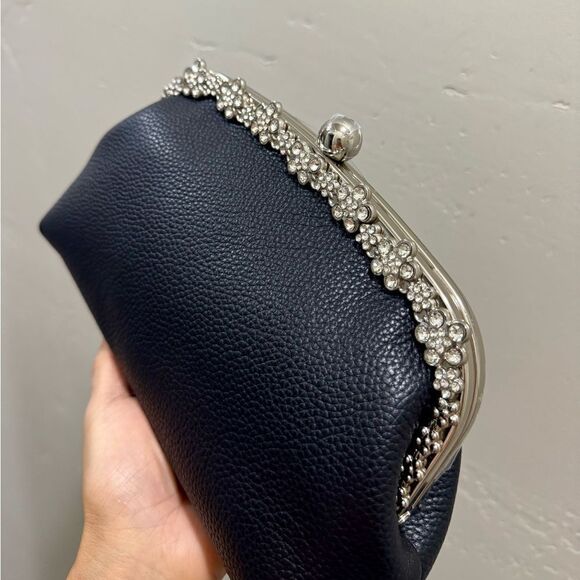 Black Genuine Togo Calfskin Handmade Push-lock Clutch/Wristlet/Evening Bag - Picture 5 of 10